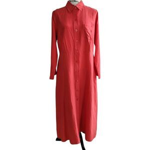 Vintage deadstock button down shirt dress linen silk blend size 14 lagenlook